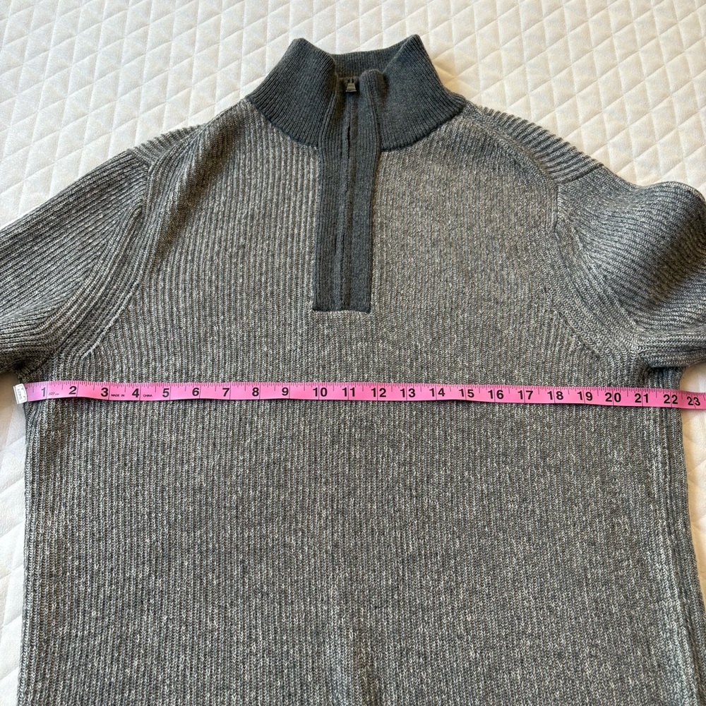 Banana Republic Italian Yarn Merino Wool Gray 1/4 Zip Men’s Sweatersize L Cozy - Picture 13 of 15